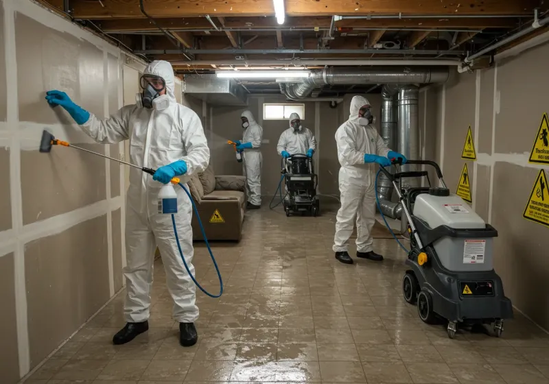 Basement Moisture Removal and Structural Drying process in Greenville, MO